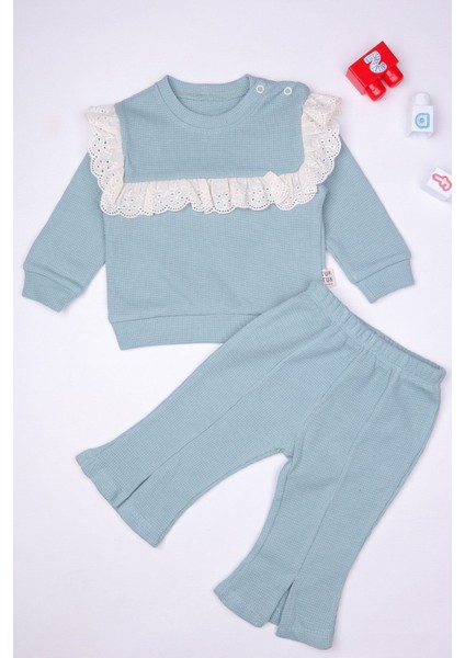 %100 Pamuk Ispanyol Paça Fisto Yaka 2'li Kız Bebek Takımı fırsatları