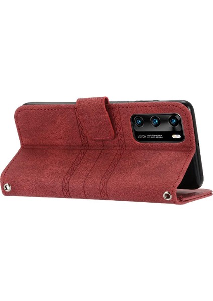 Huawei P40 Pro Kickstand Pu Deri Cüzdan Kılıf Için Flip Case Darbeye (Yurt Dışından)