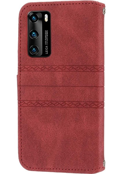 Huawei P40 Pro Kickstand Pu Deri Cüzdan Kılıf Için Flip Case Darbeye (Yurt Dışından)