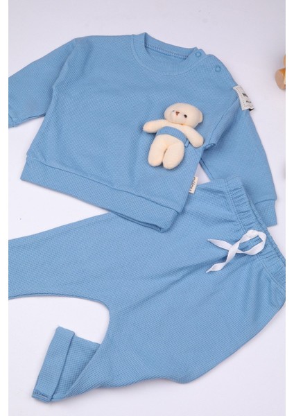 %100 Pamuk Mevsimlik Waffle Kumaş Ayı Oyuncaklı 2'li Takım modelleri