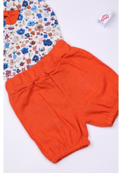 Fiyonklu Çiçek Desenli Kız Bebek 2'li Takım fiyatları