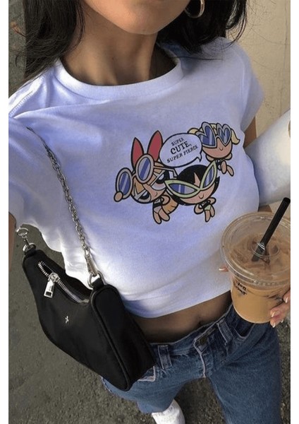 Powerpuff Girls Beyaz Crop