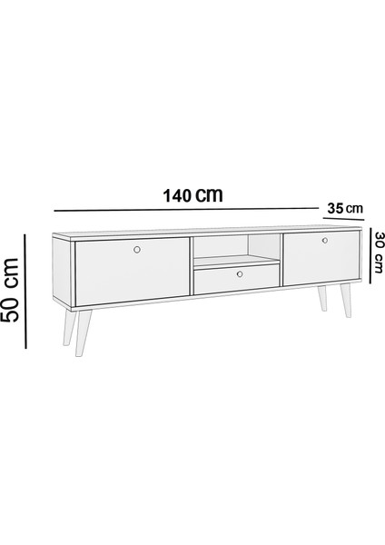 Ankara Mobilya Penta Atlantik Çam 140 cm Tv Sehpası