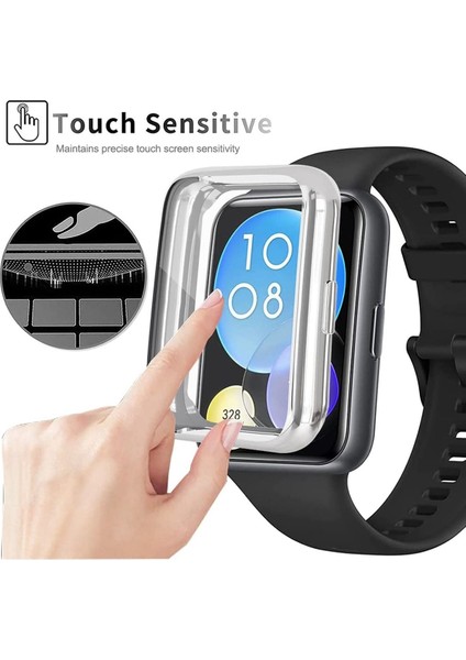 Huawei Watch Fit 2 Uyumlu Silikon Kasa ve Ekran Koruyucu 360 Tam Koruma modelleri