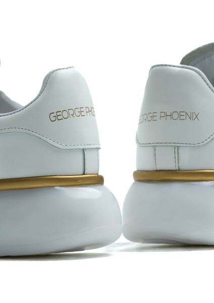 Old London Beyaz Gold Şerit Detaylı Erkek Sneakers Spor Ayakkabı