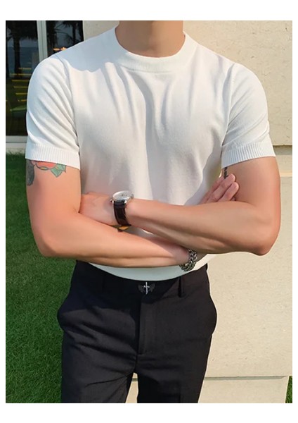 Bisiklet Yaka Triko T-Shirt