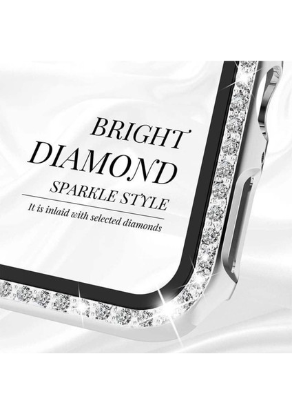 Apple Watch 4-5-6 Se 40 mm Uyumlu Zarif Elmas Taşlı Kasa ve Ekran Koruyucu modelleri