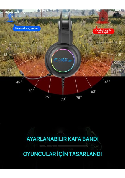 Sonic V1 Rgb Spectrum 7.1 Surround Ses - Ai ile Gürültü Engelleyen Mikrofon - USB Kablolu Gaming Oyuncu Kulaklığı - Siyah