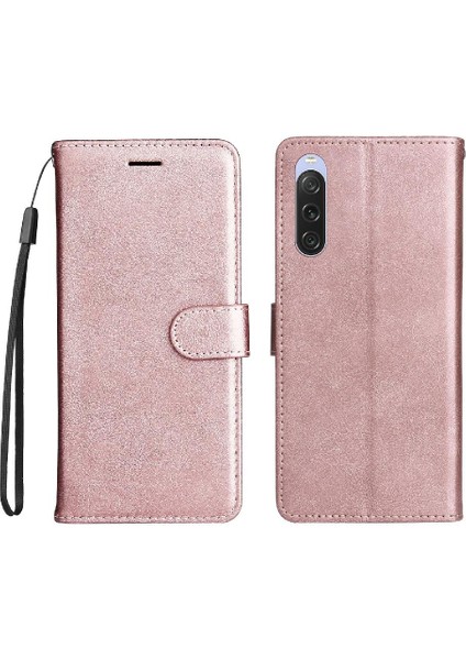 Sony Xperia 10V Için Flip Case Yüksek Kalite Deri Klasik Düz Renk (Yurt Dışından)