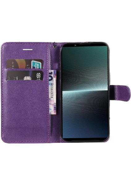 Sony Xperia 1V Için Flip Case Yüksek Kalite Deri Klasik Düz Renk Kılıf (Yurt Dışından)