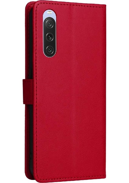 Sony Xperia 10V Için Flip Case Yüksek Kalite Deri Klasik Düz Renk (Yurt Dışından)