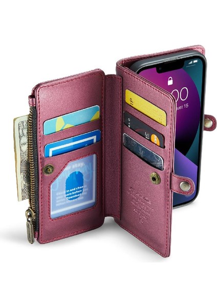 Kadınlar Için Crossbody Durumda iphone 14 Artı Cüzdan Durumda Cüzdan Fermuar (Yurt Dışından)