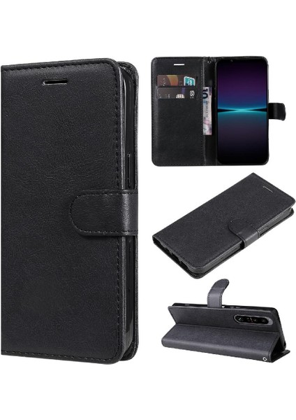 Sony Xperia 1 Iv Için Flip Case Yüksek Kalite Deri Klasik Düz Renk (Yurt Dışından)