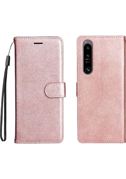 Sony Xperia 1 Iv Için Flip Case Yüksek Kalite Deri Klasik Düz Renk (Yurt Dışından)