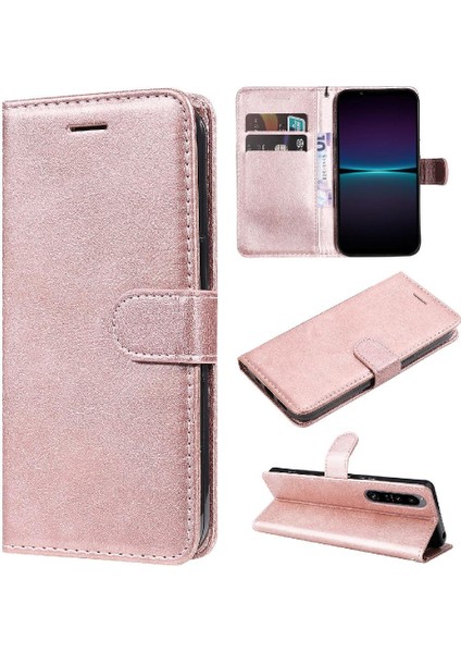 Sony Xperia 1 Iv Için Flip Case Yüksek Kalite Deri Klasik Düz Renk (Yurt Dışından)