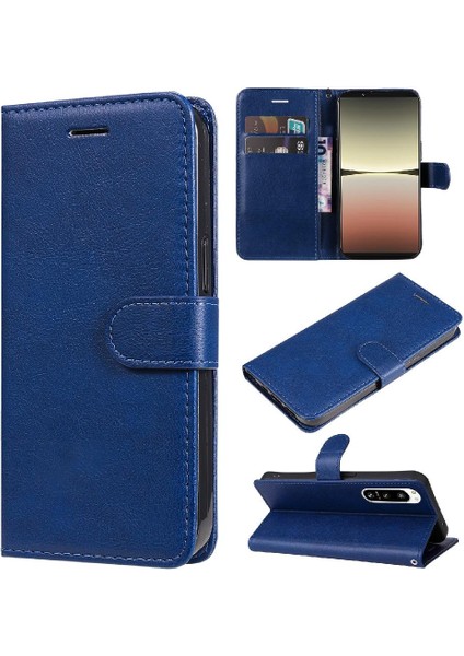 Kart Yuvası ile Sony Xperia 5 Iv Için Flip Case Klasik Düz Renk Yüksek (Yurt Dışından)