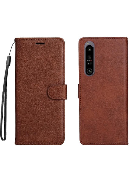 Sony Xperia 1 Iv Için Flip Case Yüksek Kalite Deri Klasik Düz Renk (Yurt Dışından)