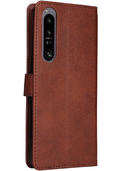 Sony Xperia 1 Iv Için Flip Case Yüksek Kalite Deri Klasik Düz Renk (Yurt Dışından)