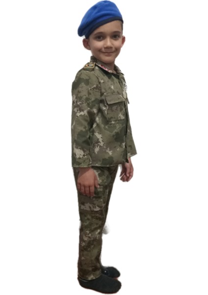 Yeni Tsk Askeri Çocuk Takımı Kostüm-Mavi Bereli