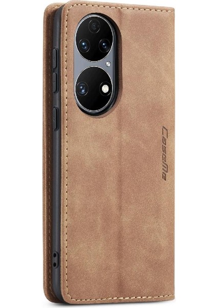 Huawei P50 Manyetik Kapatma Darbeye Vintage Pu Deri Için Flip Case (Yurt Dışından)