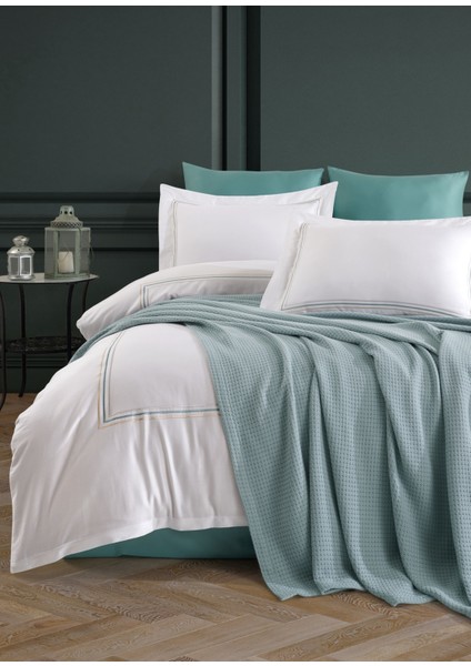 Florentino - Beyaz Mint Nakışlı Nevresim Takımı&pike Seti fiyatları