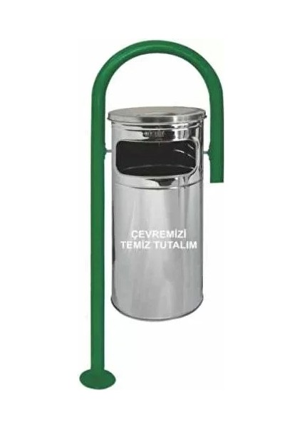 Garanti Metal 1714 Çengel Şeklinde Paslanmaz Bahçe Tipi Çöp Kovası (34 Litre)