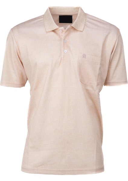 Erkek Pamuklu Merserize Kumaş T-Shirt Polo Yaka Kısa Kollu Kendinden Desenli Tam Kalıp