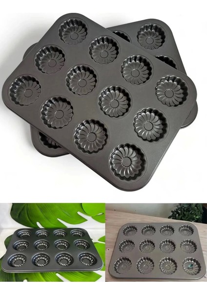 Çiçek Desenli Muffin Kalıbı Kek 12'li Cupcake Kek Kapsülü Yapışmaz Mini Tart Kek Kapsülü