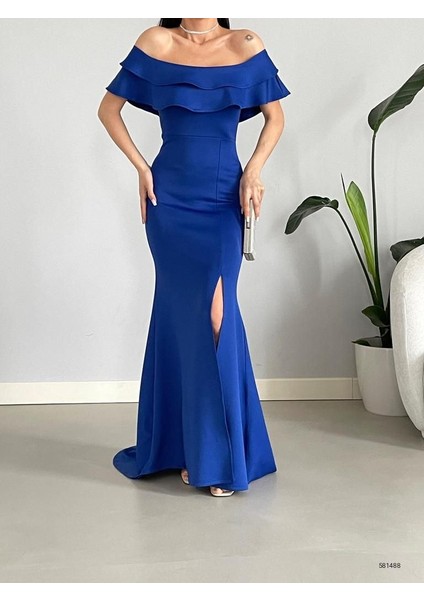 Kadın Yaka Detay Dalgıç Abiye Elbise (Renkli)