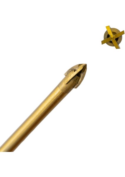 6174 Ok Tipi 4 Elmaslı Cam Fayans Delme Matkap Ucu 8 mm