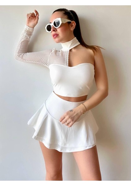 Kadın Dalgıç Kumaş Mini Şort Etek (Renkli)