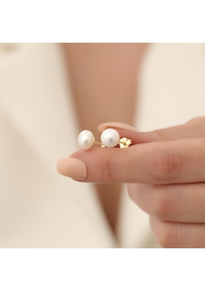 925 Ayar Gümüş Cream Tatlısu Incisi Çivi Küpe-9mm indirimleri