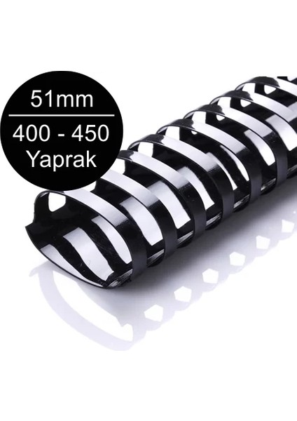 51 mm Plastik Spiral Siyah 400 - 450 Yaprak Kapasiteli 50'li Kutu