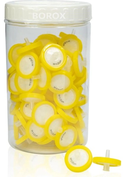 Naylon Şırınga Filtre - Non Steril 0.22µm - Nylon Syringe Filter - Sarı - 100 Adet