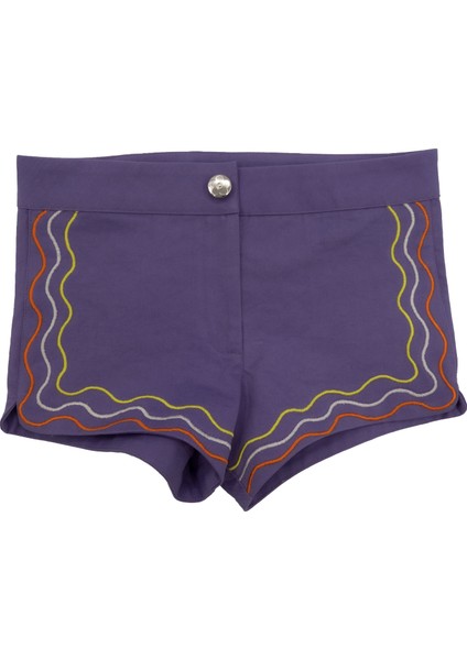 Nakış Işlemeli Organik Kız Çocuk Kısa Şort