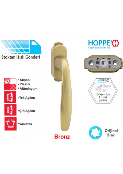 Çocuk Emniyet Kilitli Pimapen Pencere Kolu Kisi2 Bronz