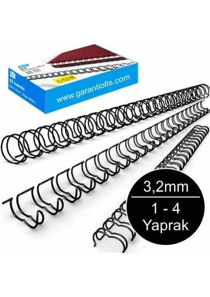 Jbı 3,2 mm Karo Tel Spiral 1 - 4 Yaprak Kapasiteli 100'lü Kutu