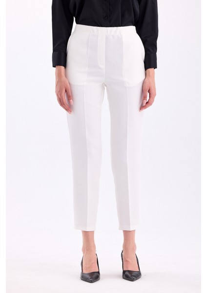 Arkadan Lastikli Yüksek Bel Bilek Boy Kadın Rahat Kumaş Pantolon 2344 fiyatları