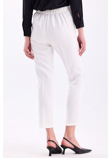 Arkadan Lastikli Yüksek Bel Bilek Boy Kadın Rahat Kumaş Pantolon 2344 fırsatları