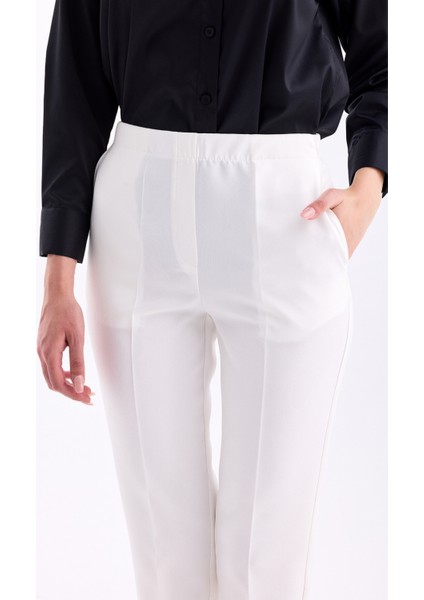 Arkadan Lastikli Yüksek Bel Bilek Boy Kadın Rahat Kumaş Pantolon 2344 indirimleri