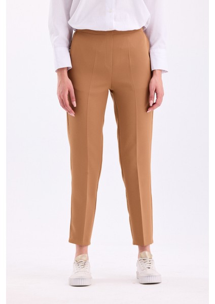 Arkadan Lastikli Yüksek Bel Bilek Boy Kadın Rahat Kumaş Pantolon 2344 fiyatları