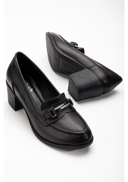 Kadın Tokalı Klasik Topuklu Ayakkabı 7082S Terlik Sıyah 40 fiyatları