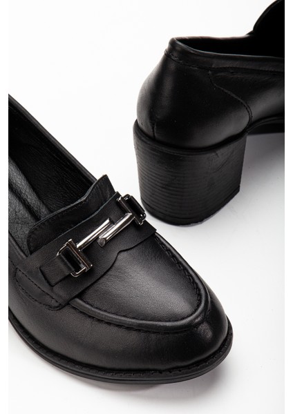 Kadın Tokalı Klasik Topuklu Ayakkabı 7082S Terlik Sıyah 40 fırsatları