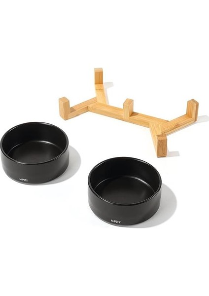 Opera Bamboo Standlı Seramik Mama Kabı 2 x 350 ml Siyah fırsatları