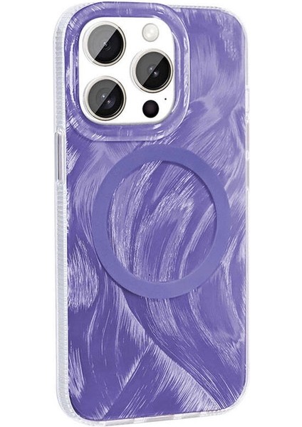Apple iPhone 15 Pro Max Kılıf Magsafe Şarj Özellikli Fırça Boya Desenli Redclick Palet Kapak