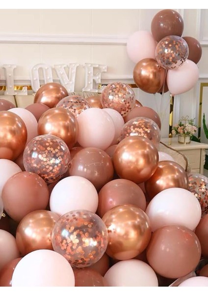 Parti Adresi Balon Pulu Metalize Pul Konfeti Rose Gold