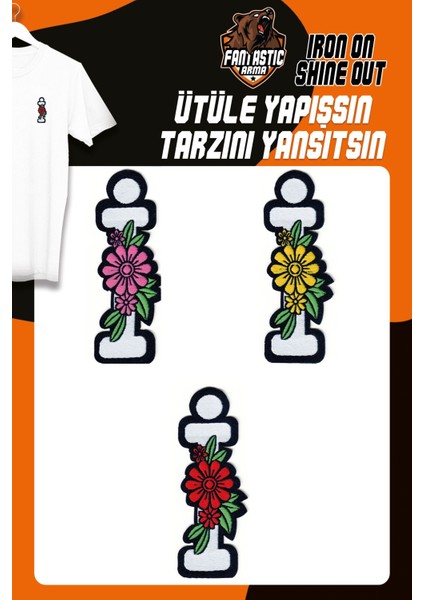 Ütü ile Yapışan Dokuma Arma Seti Patch Yama Çiçekli Harfler Modeli I Harfi (3 Adet)