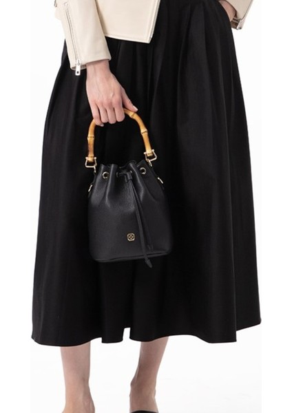 Lexy Siyah Kadın Bambu Askılı Deri Omuz Çantası fiyatları