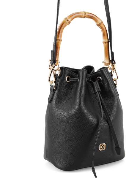 Lexy Siyah Kadın Bambu Askılı Deri Omuz Çantası modelleri