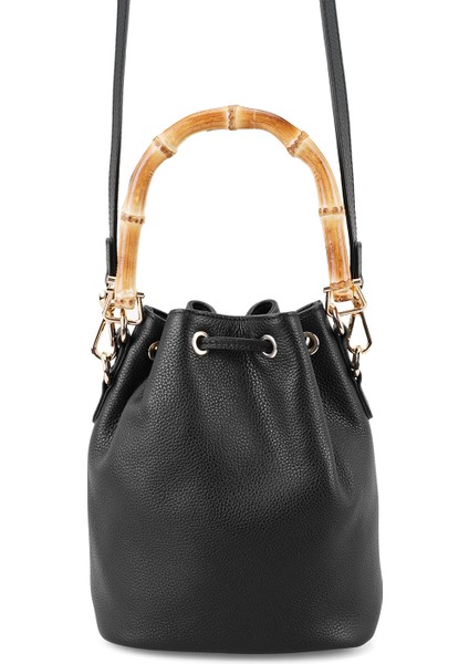 Lexy Siyah Kadın Bambu Askılı Deri Omuz Çantası fırsatları
